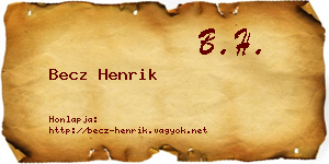 Becz Henrik névjegykártya